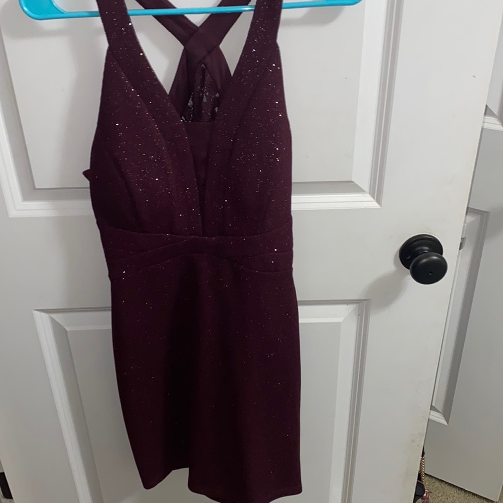 Maroon and silver sparkles homecoming dress, negotiable